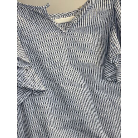 J. Crew Blue and White Linen/Cotton Blend Striped Tank - Picture 2 of 4